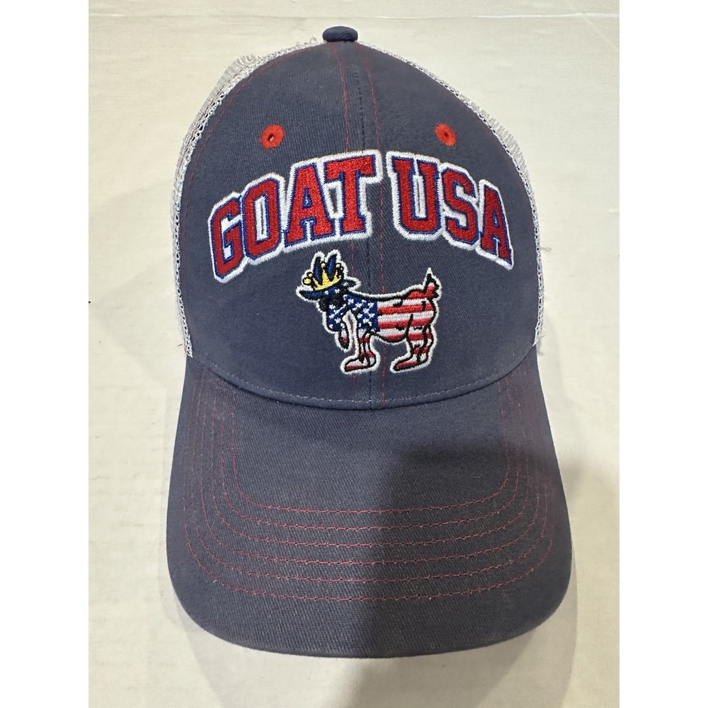 Goat USA Freedom Trucker Hat Cap Red White Blue Mesh Back Snap Back Adjustable